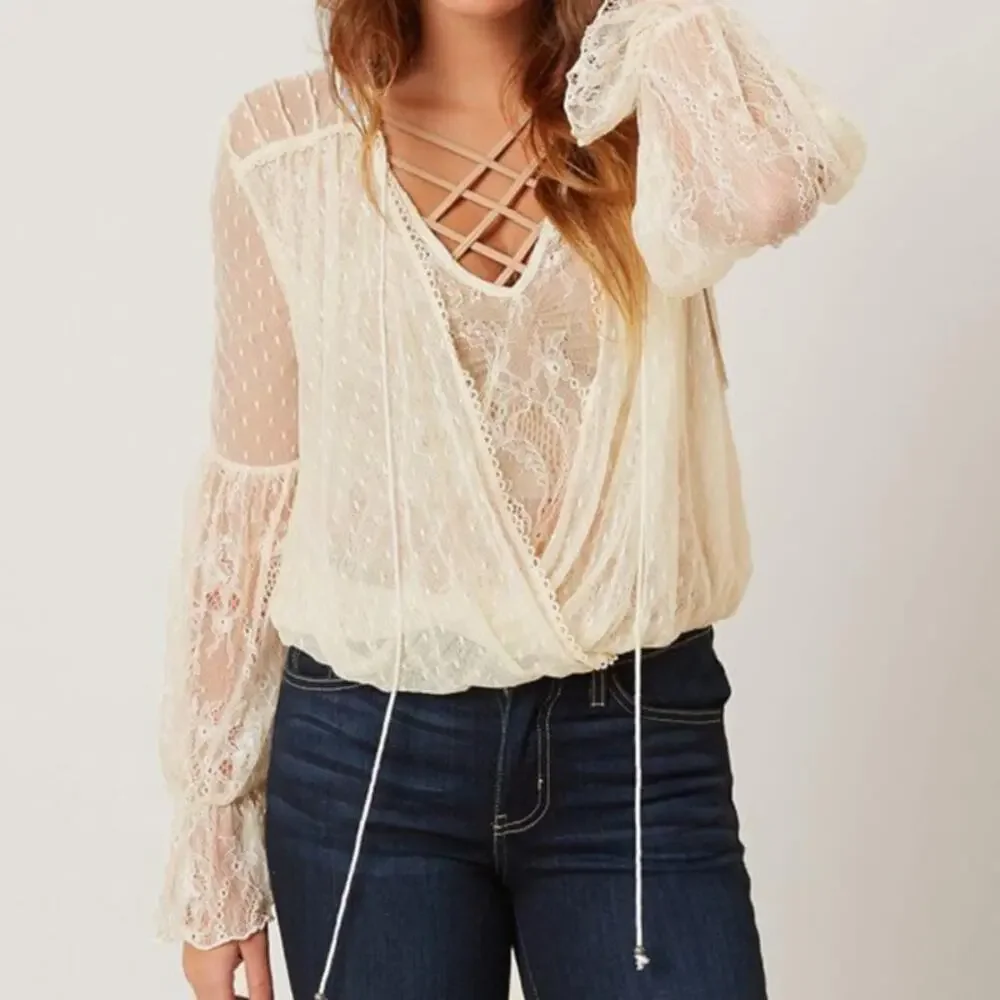 Free People Far Away Laced Fairy Top